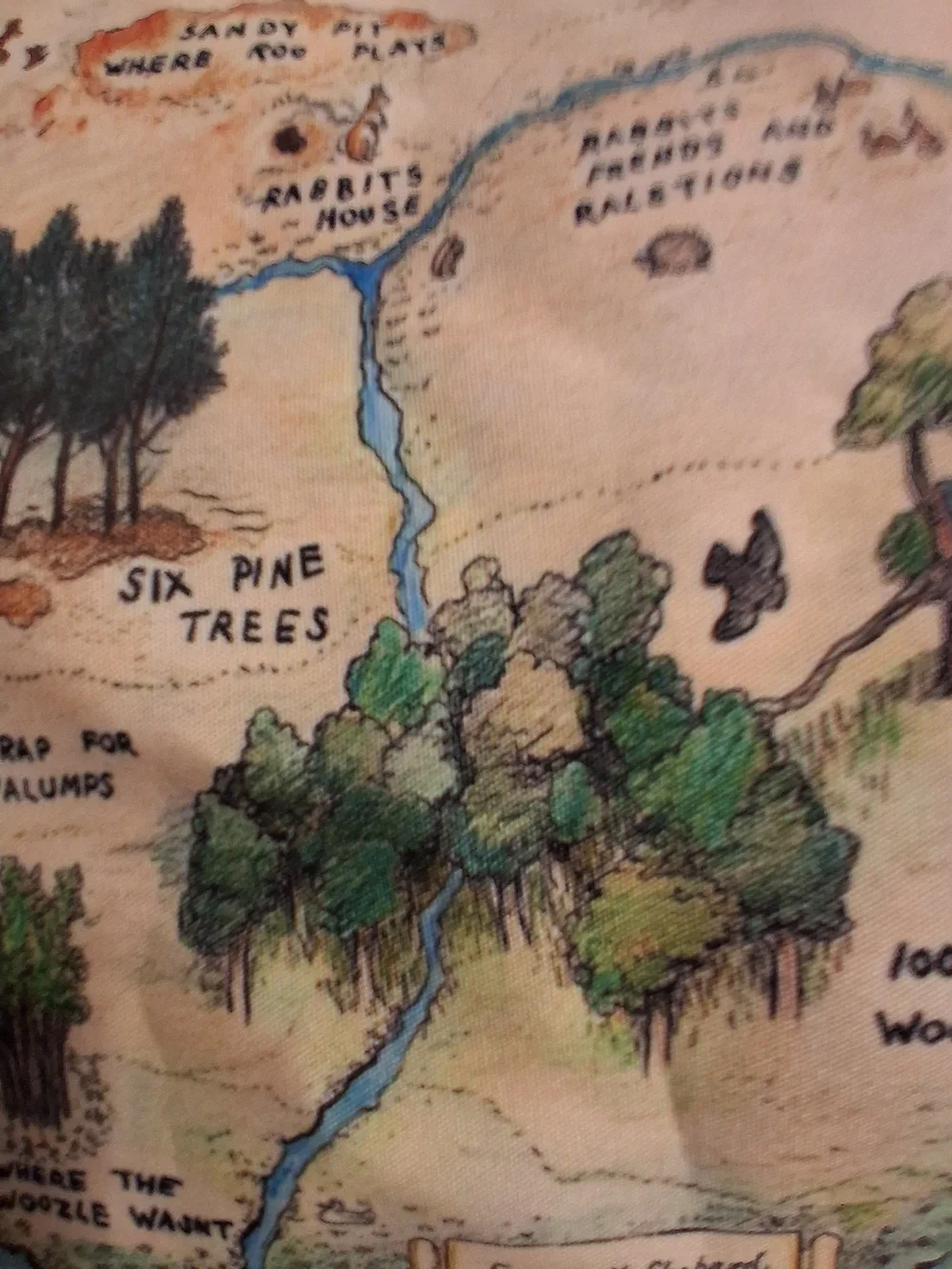 Vintage Winnie the Pooh Map Pillow Cover Illustrated Hundred Acre Wood 17